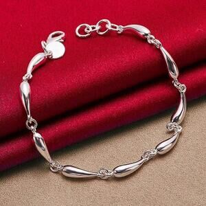 925 Silver Plated Teardrop Bracelet Women's Vtg Boho Fashion Birthday Gift